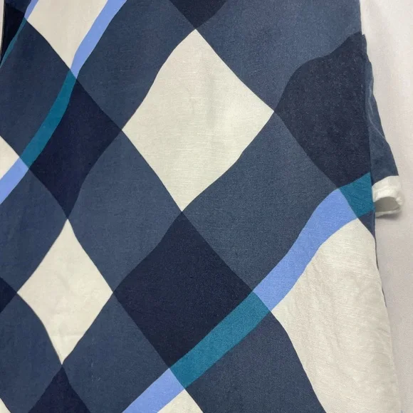 Ann Taylor Linen Blend LG Tank Top Plaid Boxy Coastal Lightweight Careerwear - Picture 6 of 16